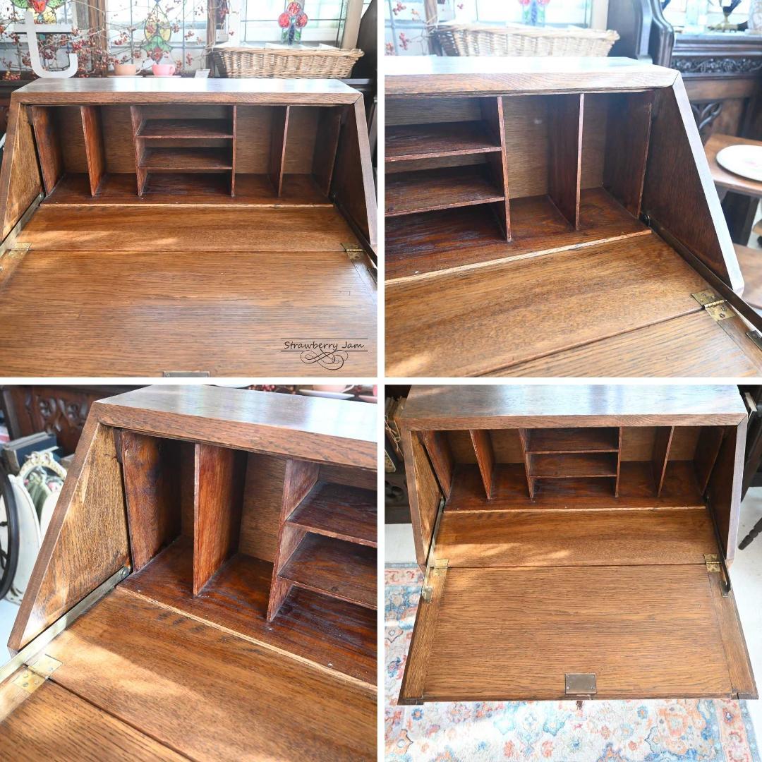 L3710-24 英国アンティーク オーク ライティングビューロ デスク 勉強机