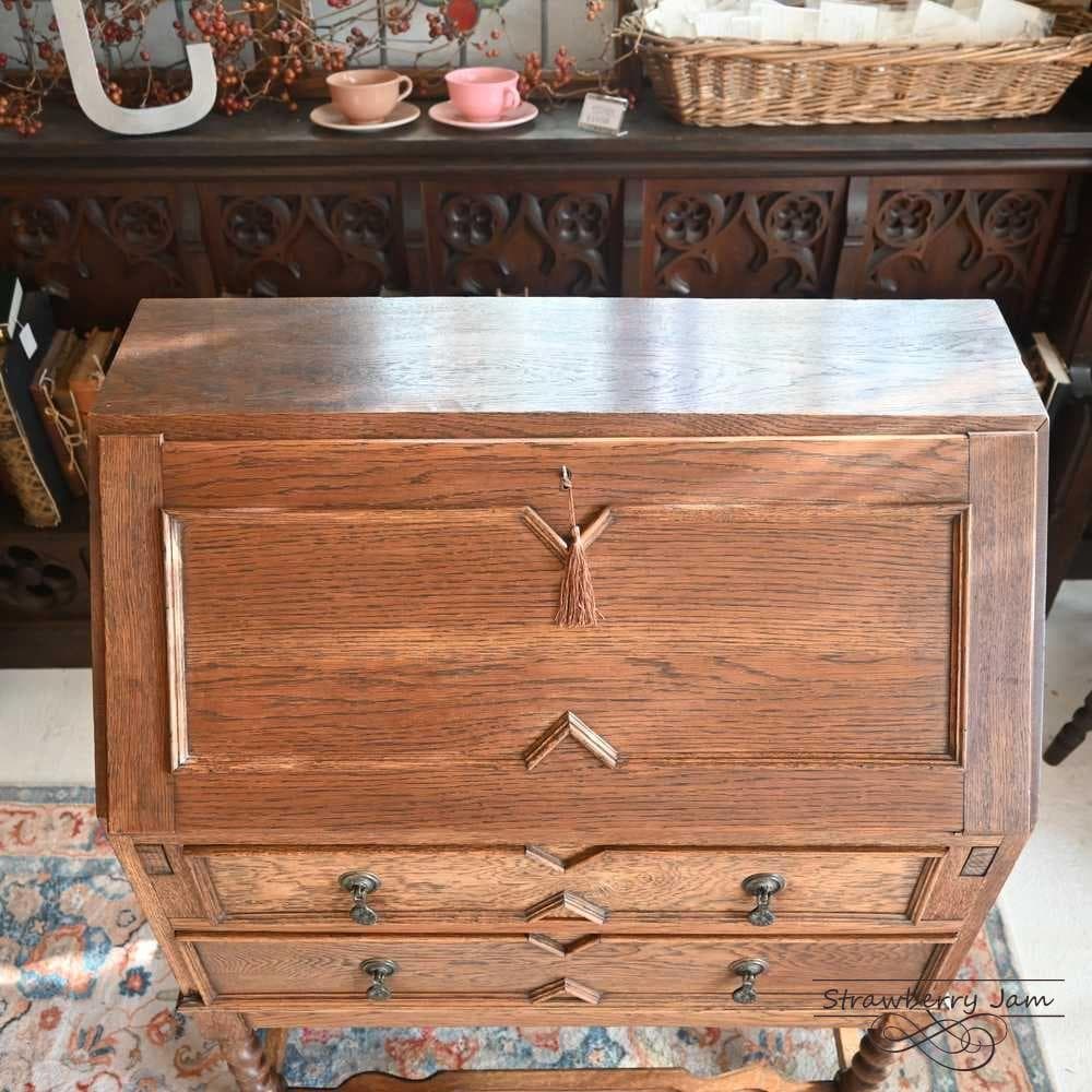 L3710-24 英国アンティーク オーク ライティングビューロ デスク 勉強机