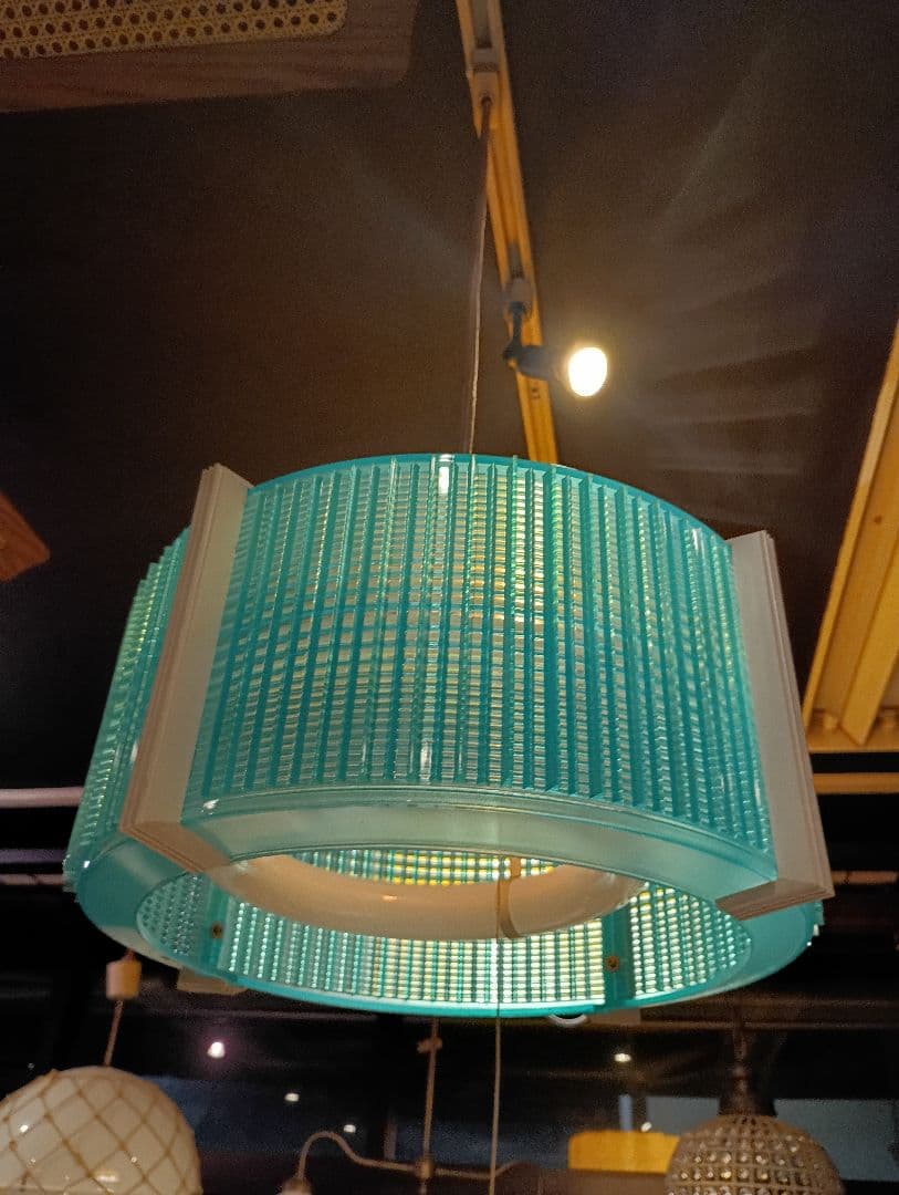 スペースエイジ　ペンダントライト　ブルー　２灯式　常夜灯　ヴィンテージ　レトロ