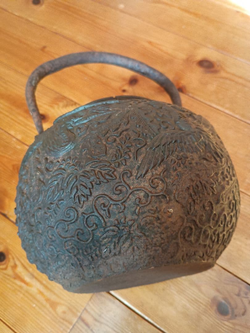 祥雪堂　鉄瓶 　花　鳳凰