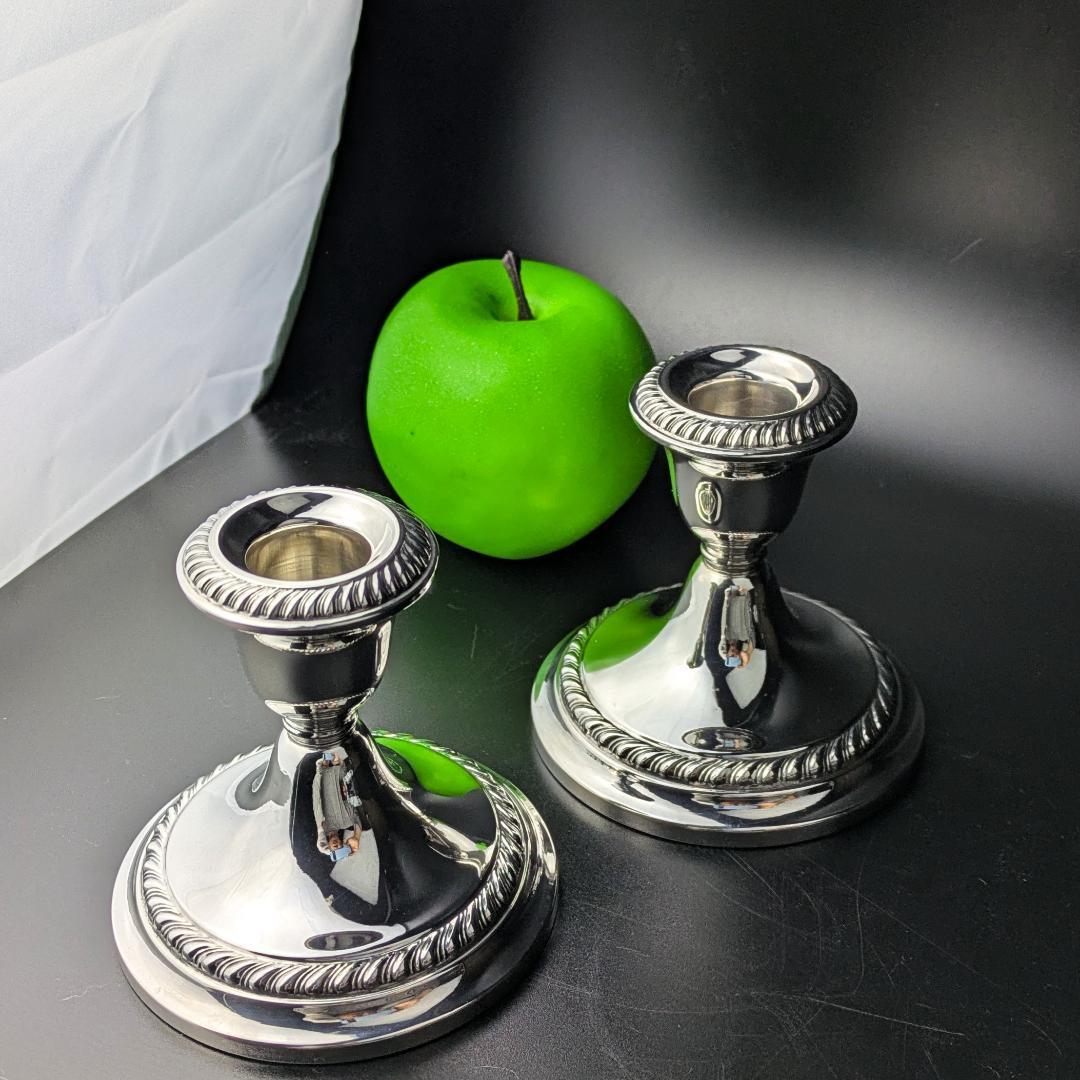 ペアGorham 667 銀製 キャンドルスタンド ロープ装飾アンティーク 米国