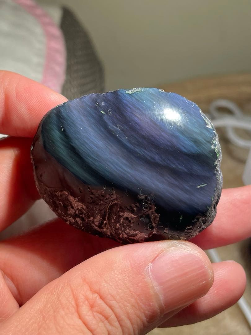 研磨品　十勝石玲瓏　複合色レインボーオブシディアン　特級品