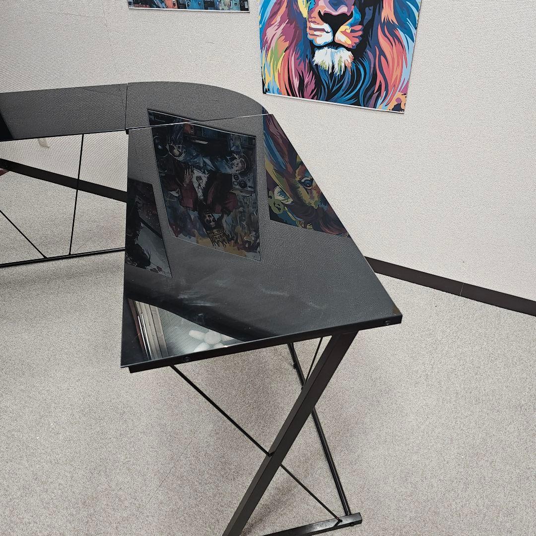 ガラス L字型パソコンデスク 東京23区全域送料無料