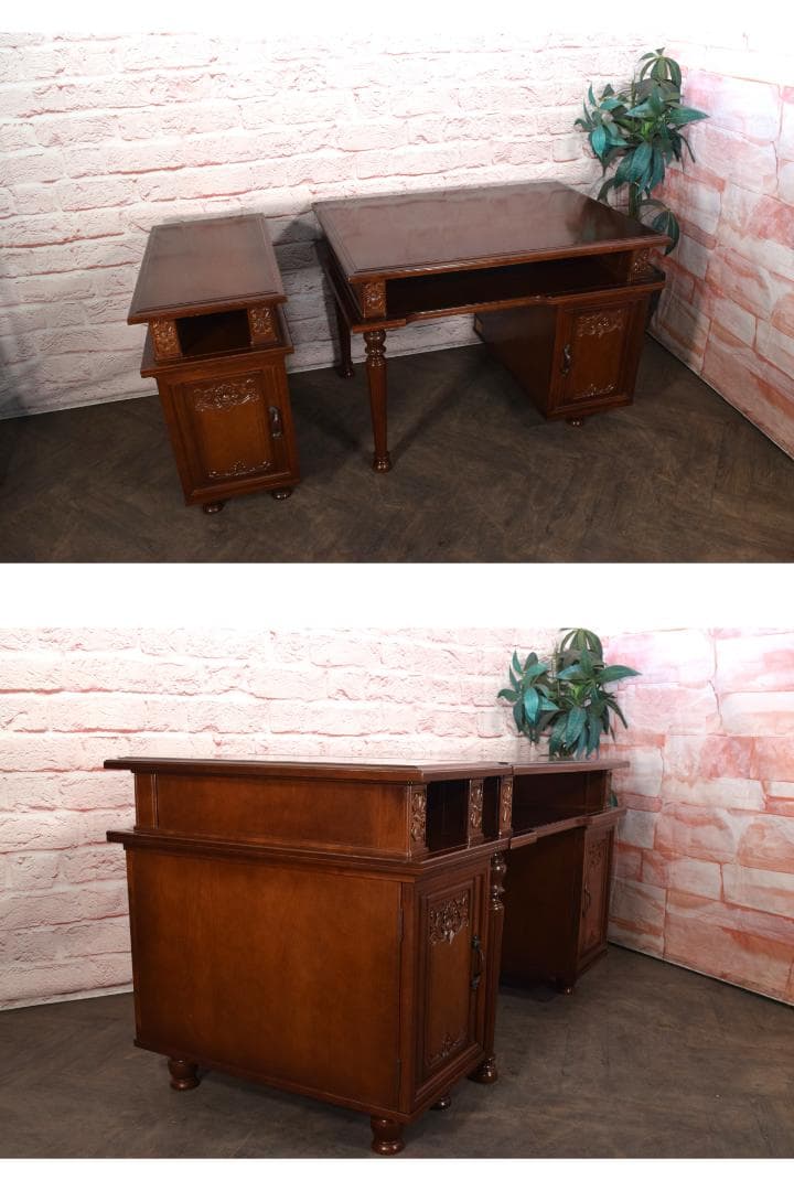 専用出品　徳田家具 最高級 国会議事堂使用 片袖机 桜材