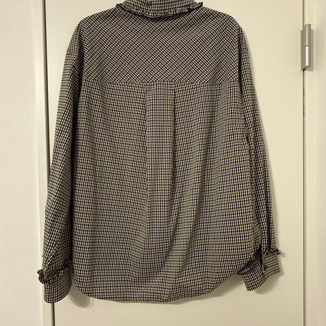 rosymonster メローフリルチェックシャツ ブラウン