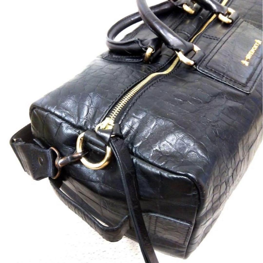 GIVENCHY クロコダイル型押し　ブラックレザーボストンバッグ　2ウェイ