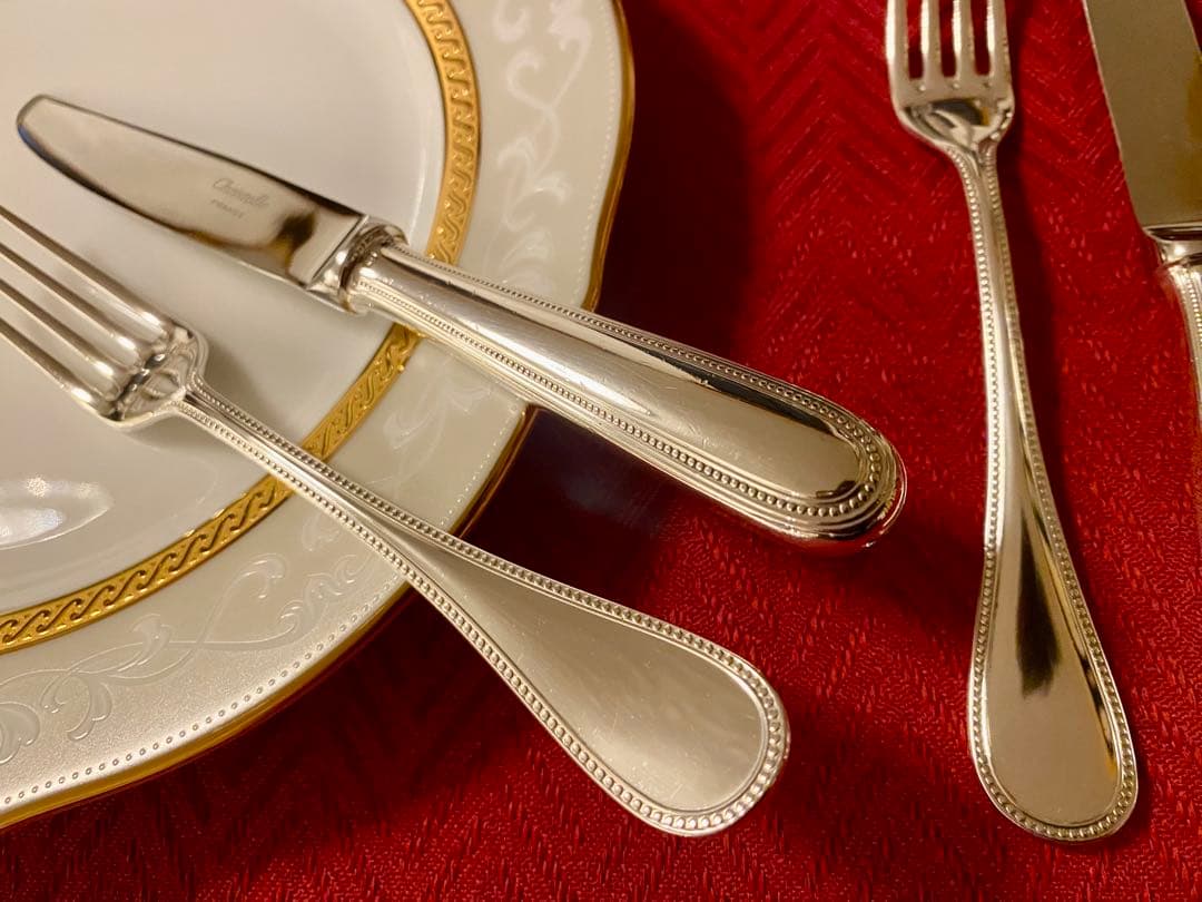 【上品なパール☆美品☆】クリストフル パール デザートサイズカトラリーペアセット