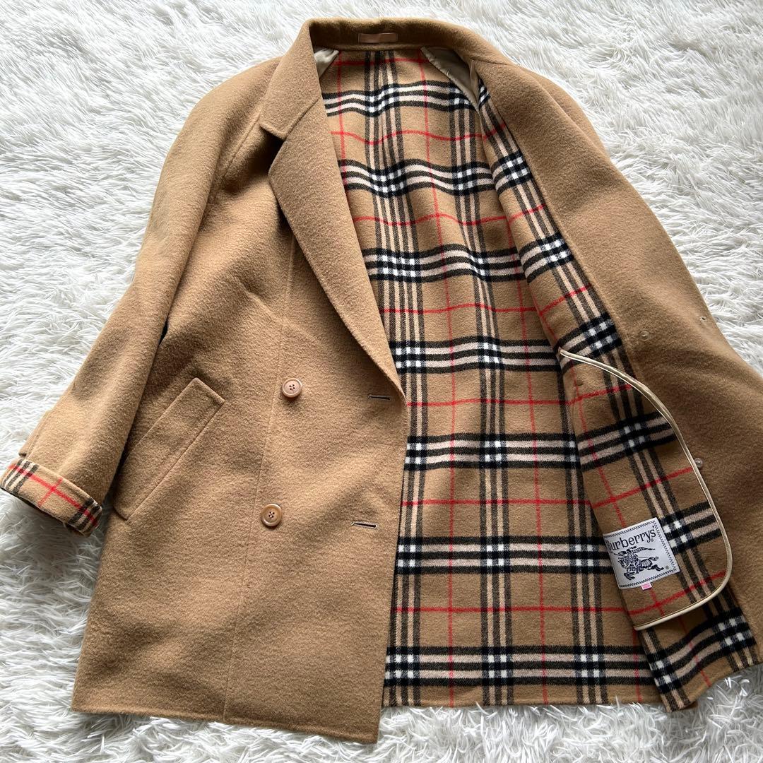 【極美品】バーバリー　ダブルフェイス　ウールコート　ノバチェック ベージュ　L