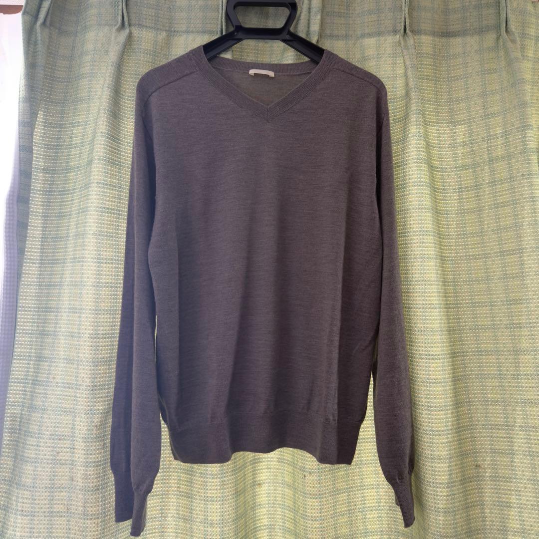 1/18まで限定価格 W/Si/Ca 18G V Neck Knit S