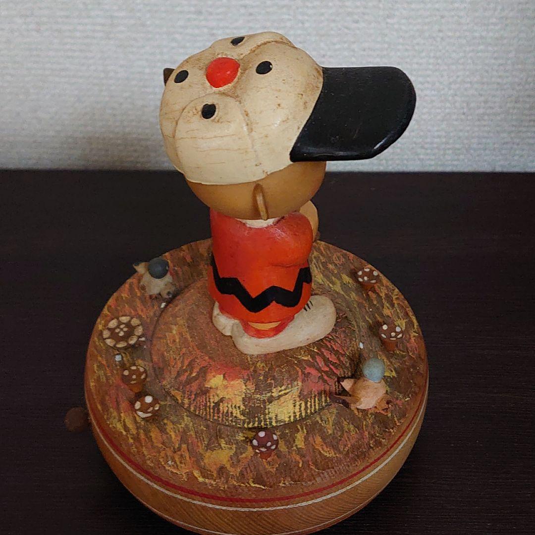 アンリANRI チャーリー・ブラウン野球木彫りオルゴール