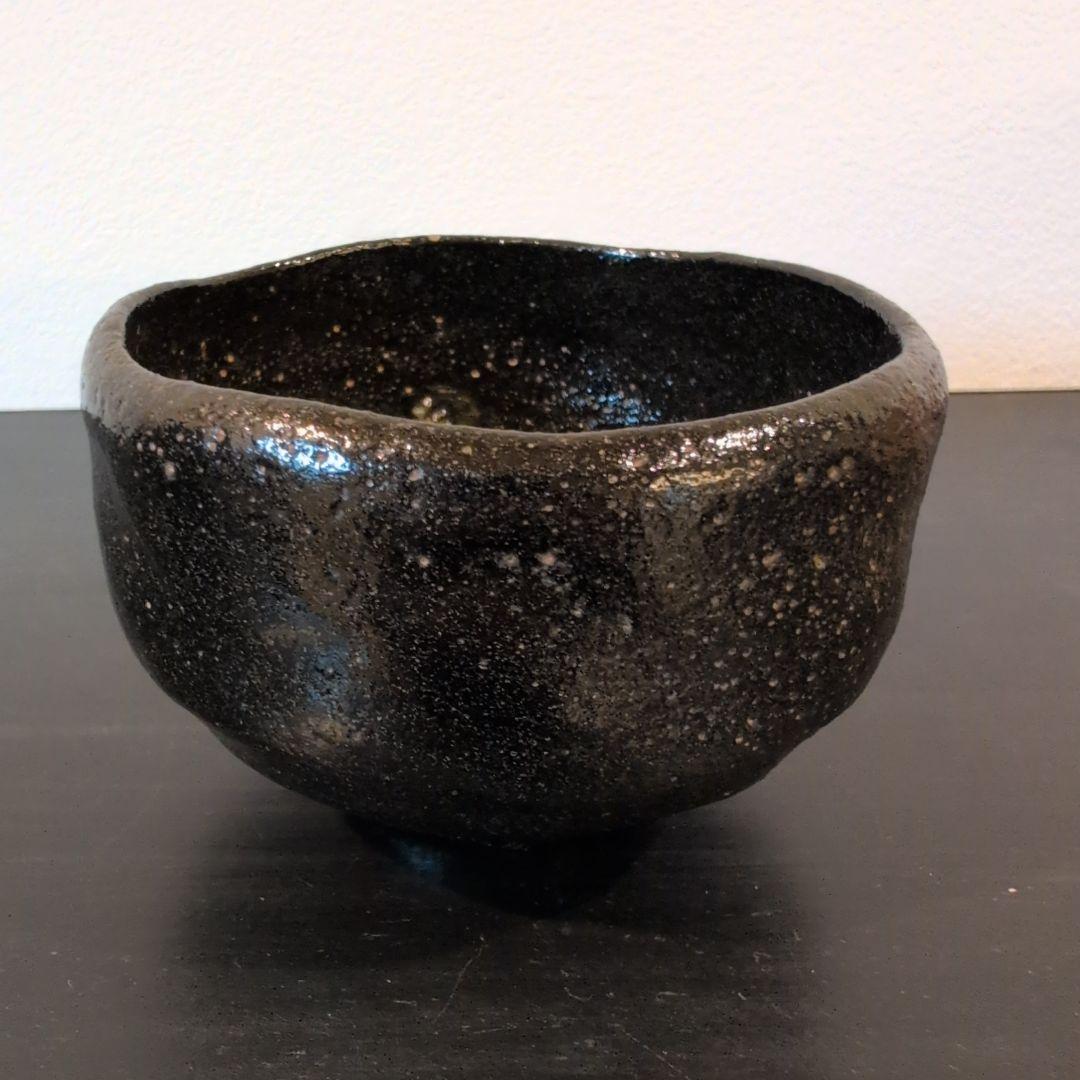 茶道具　黒楽茶碗　初代　小川長楽　数印　合わせ箱
