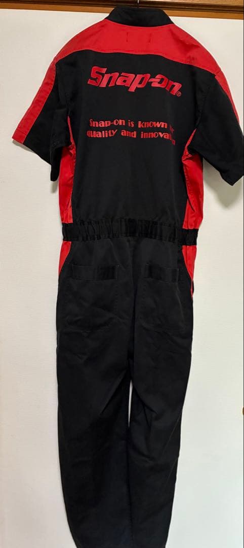 Snap-on つなぎ 黒/赤　半袖　Ｌ