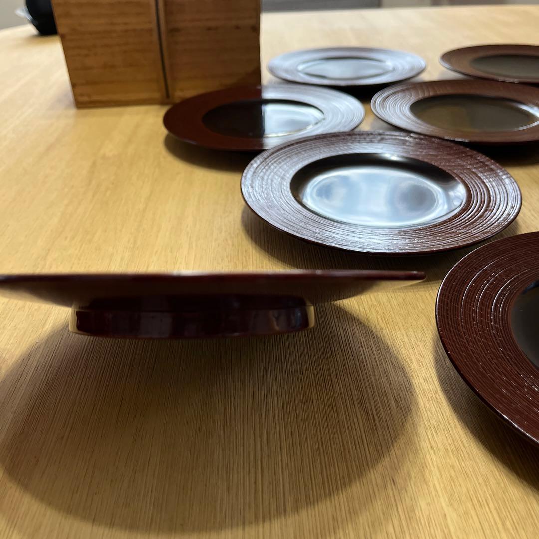木地漆塗　糸目文　銘々皿　小皿１０枚　茶道具　懐石