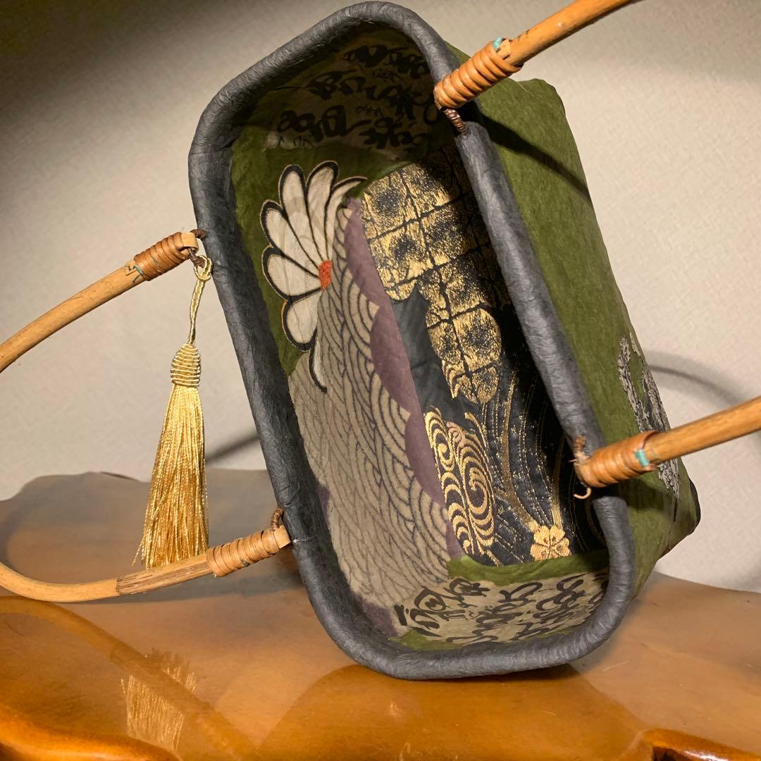 な*お様 ＊一閑張りバッグ（龍神）柿渋染