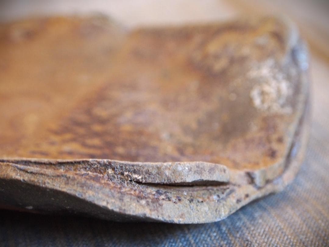 希少作★原田拾六★備前【窯変】長皿★牡丹餅