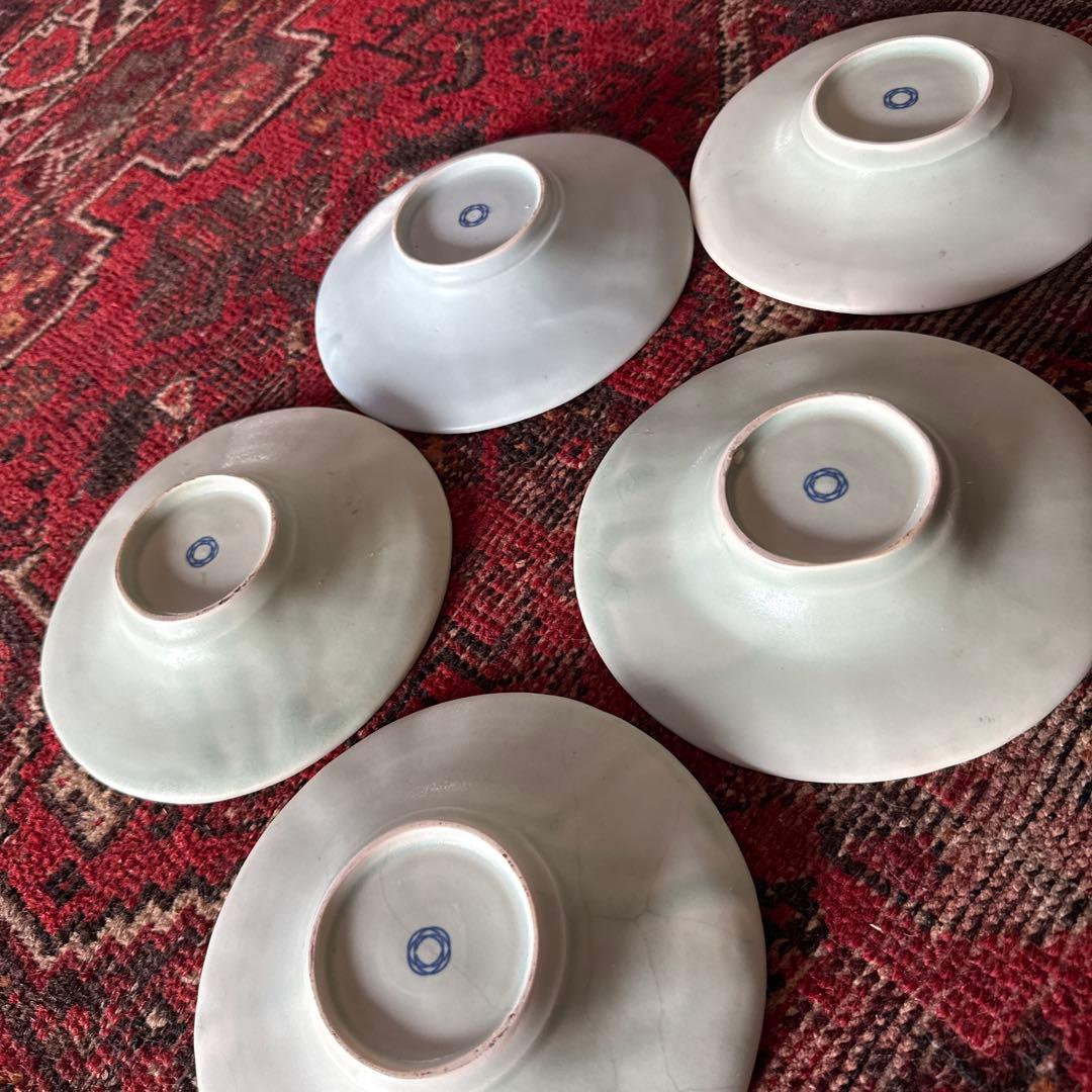 大人気の臼杵焼＊淡い緑色の陶磁器製皿5枚セット