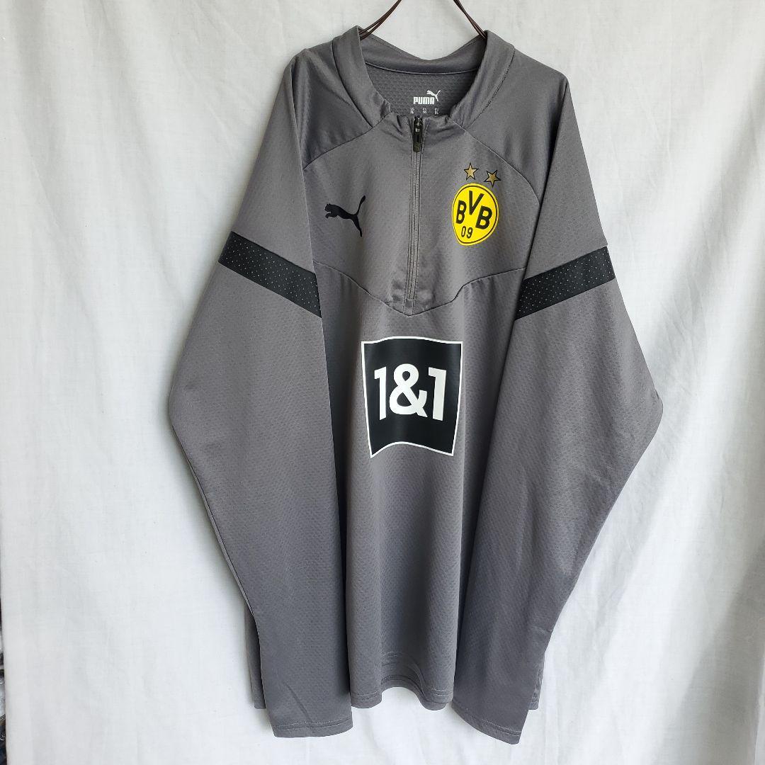 プーマ　ドルトムント　ロングスリーブ　ハーフジップ　ゲームシャツ　長袖 グレー