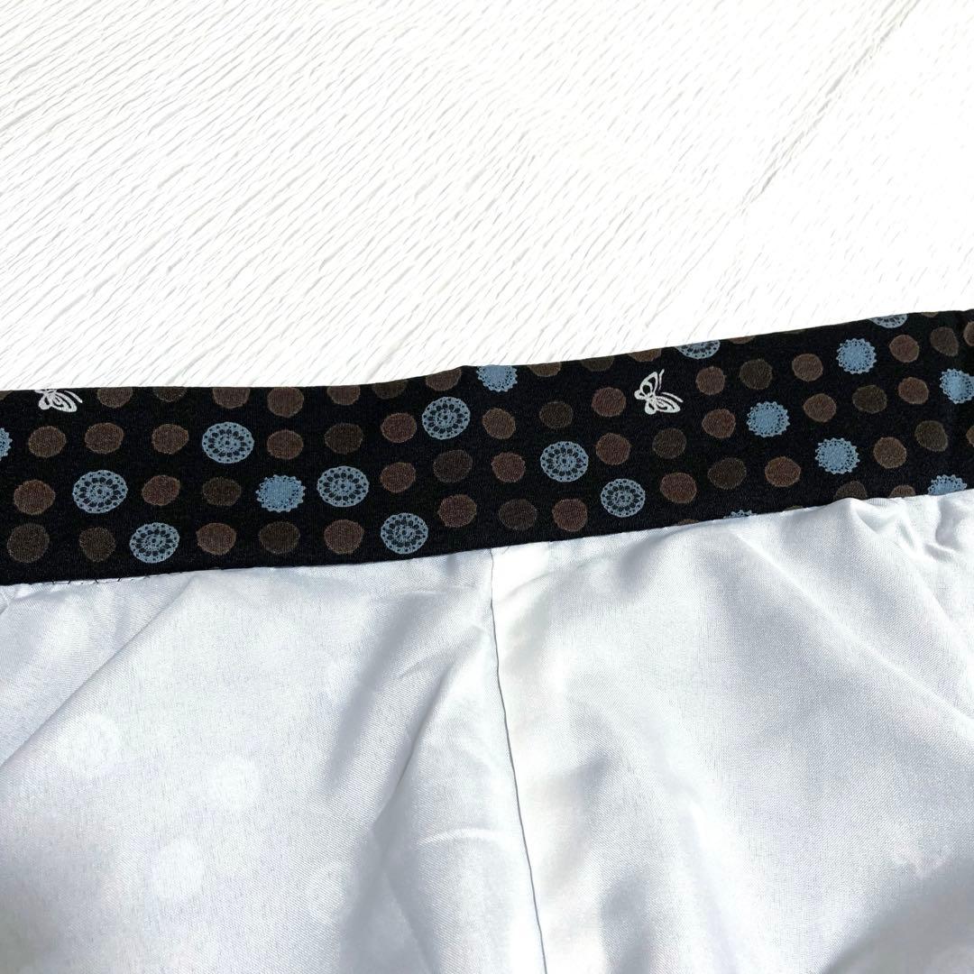 【美品✨】東レシルック　京都小泉　洗える着物　小紋　黒色　水玉　蝶　日本製　I3