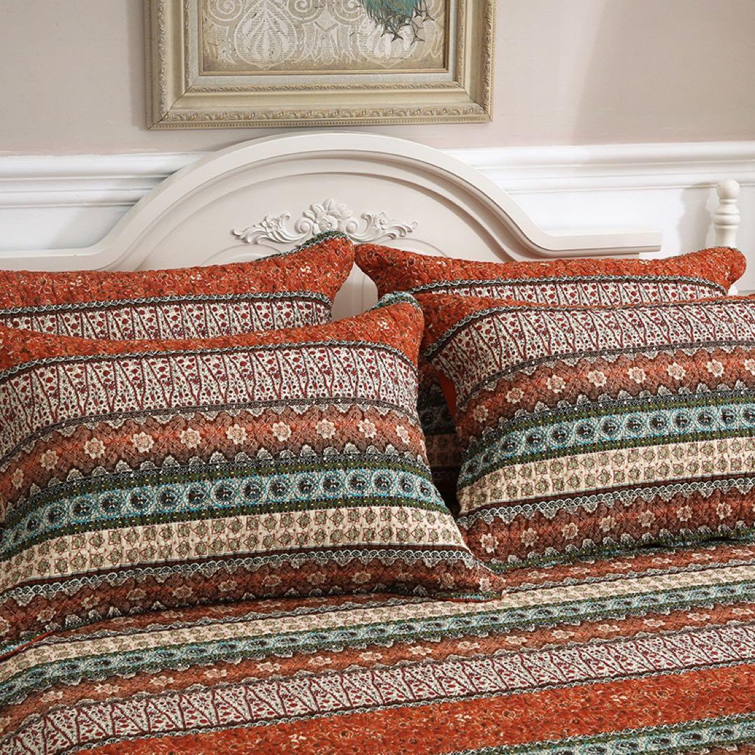 キルトベッドカバー3点セット綿マルチカバー キルティング 728