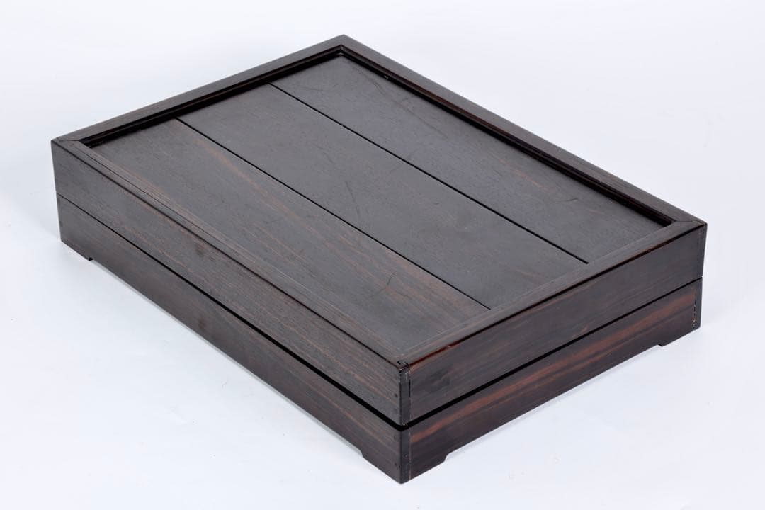 中国古玩 清乾隆帝御題詩刻 端渓石硯 12.5kg 唐木箱 書道具 古美術 骨董