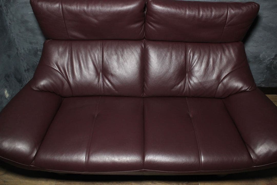 首都圏送無料〜カリモク　29万　クラウド　本革張り　2.5人掛け　ソファ　赤茶