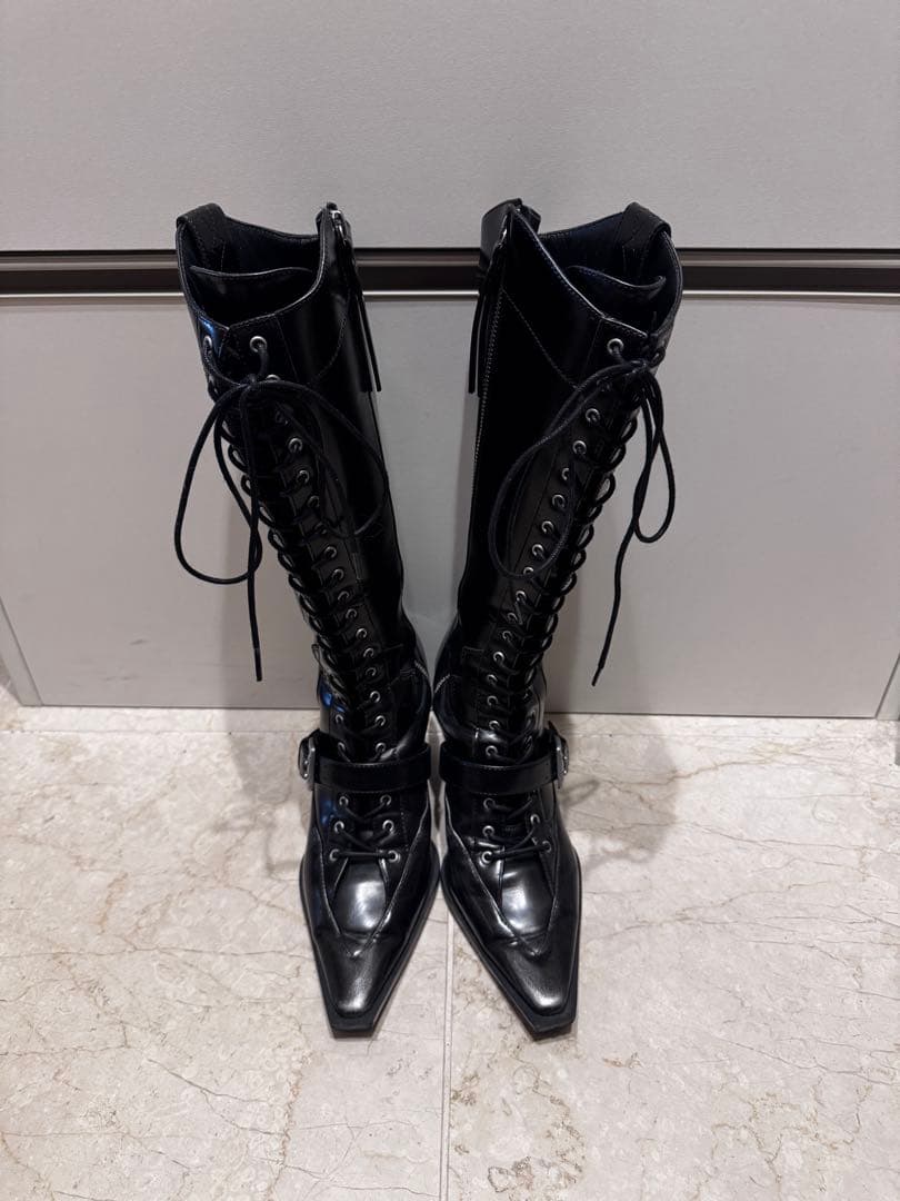 SLY ポインティド/レースアップ/ウエスタンブーツ