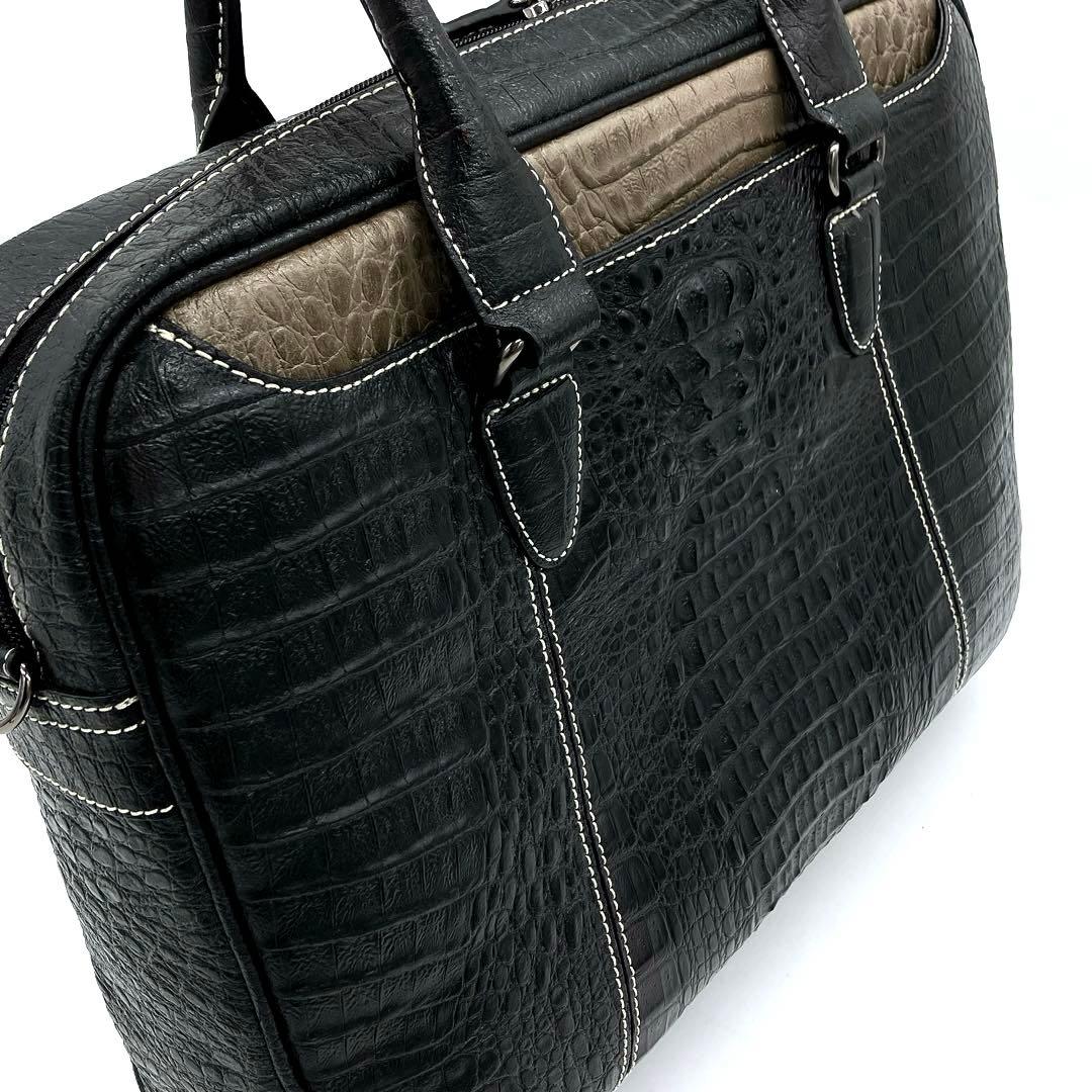 美品【クロコダイル本革】2wayバッグ　ビジネスバッグ　バイカラー