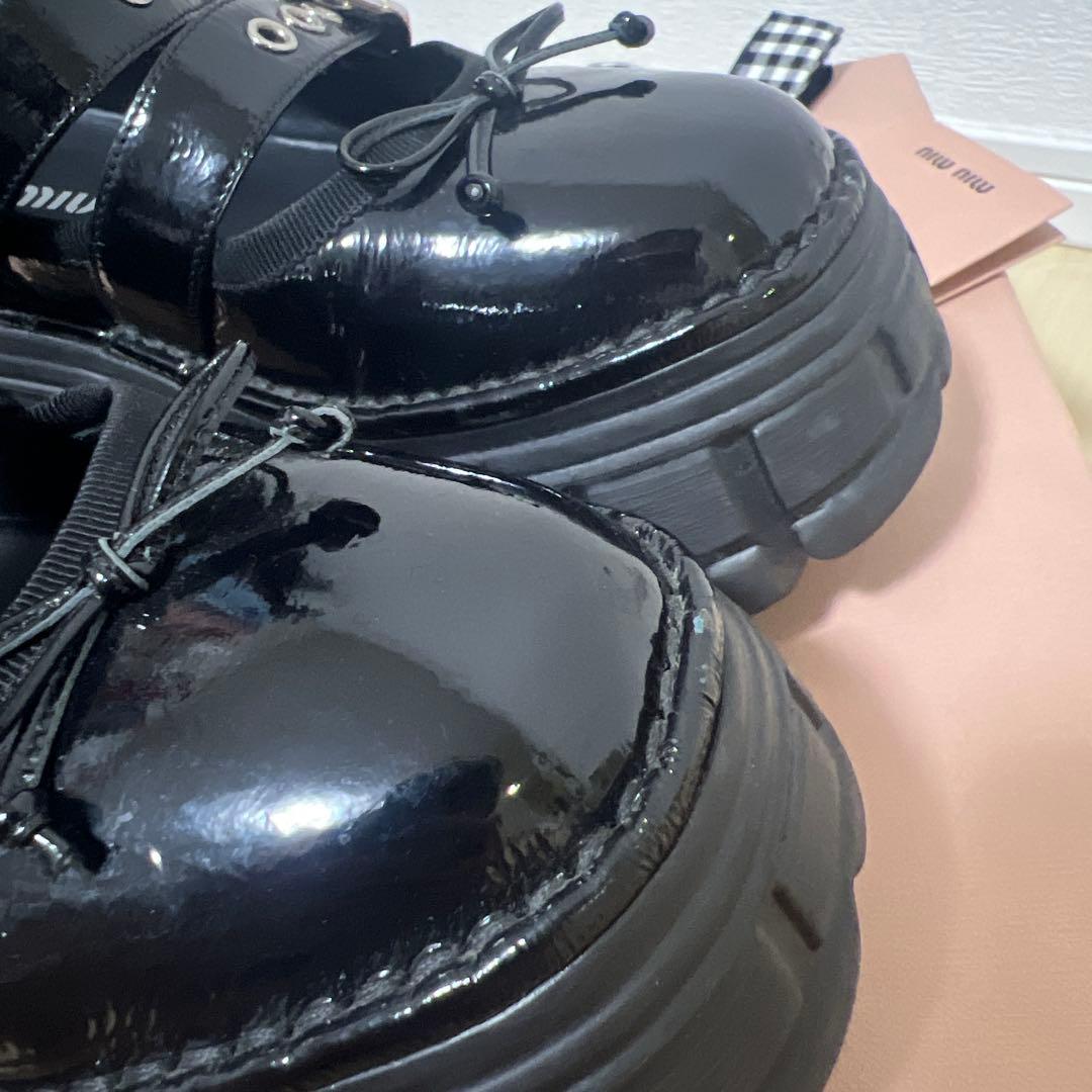 miumiu ミュウミュウ　ナプラックフラットフォームバレリーナ