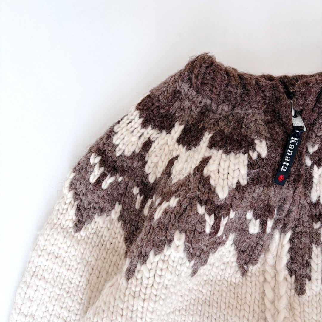 KANATA カナタ カウチン ニット ジャケット ノルディック ノーカラー