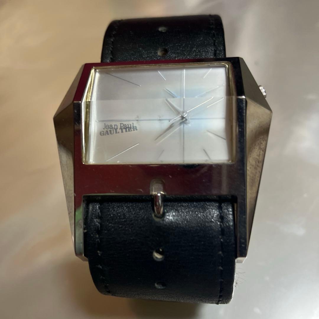 追記⭐️値下⭐️ジャンポールゴルチエ　レザーベルト　デザイン物腕時計　電池切れ