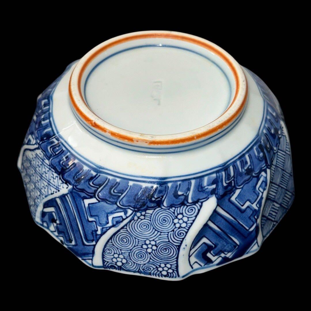 (10客揃え) 和食器 捻り祥瑞 染付 なます皿 刺身皿 鉢 直径15cm 銀彩