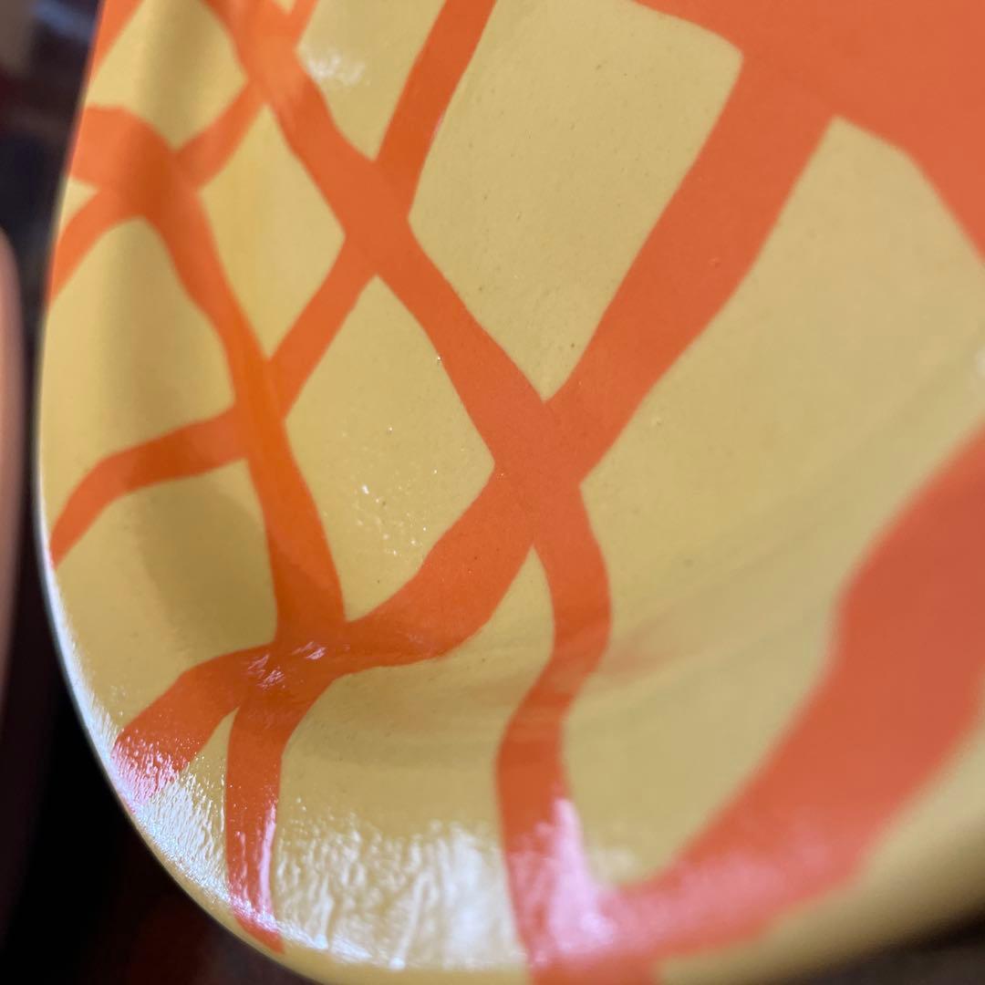 お値下げ最終▪︎竹村良訓 ▪︎17.8cmチェックプレート▪︎イエローとサーモンピンク