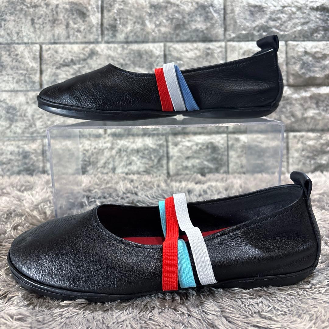 CAMPER カンペール TWINS レザー フラットシューズ 38 黒