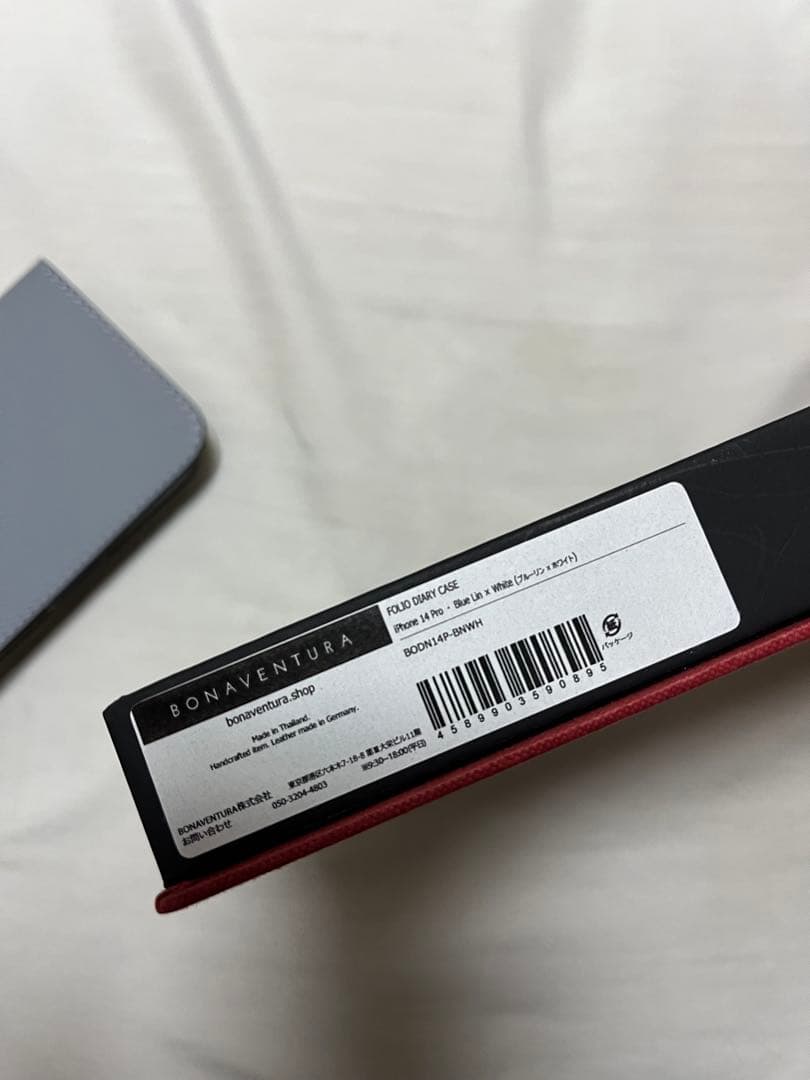 BONAVENTURA iPhone14proスマホケース ブルーリンホワイト