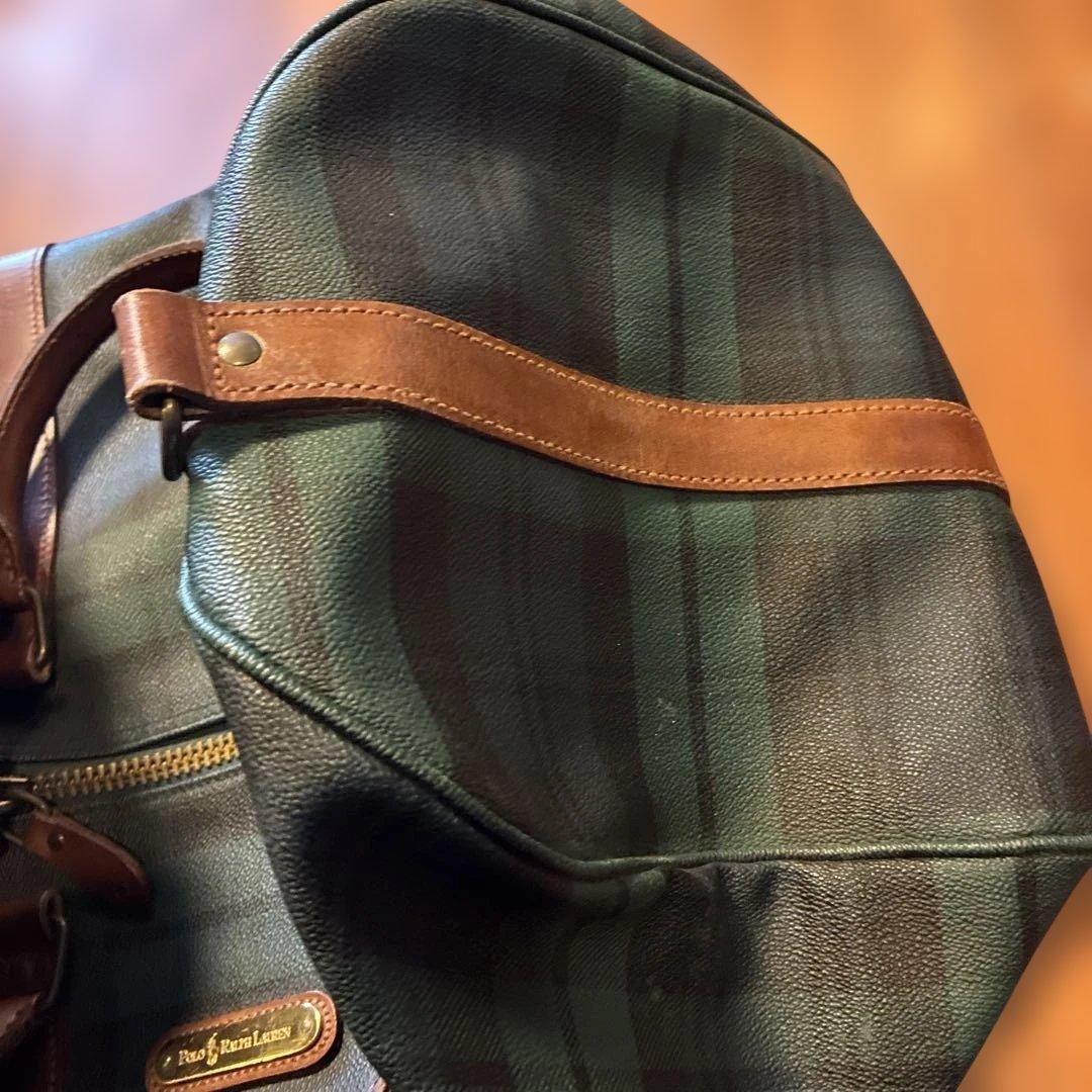 ポロラルフローレンボストンバッグ 左金具のみ壊れ チャーム付　肩にかける紐無し