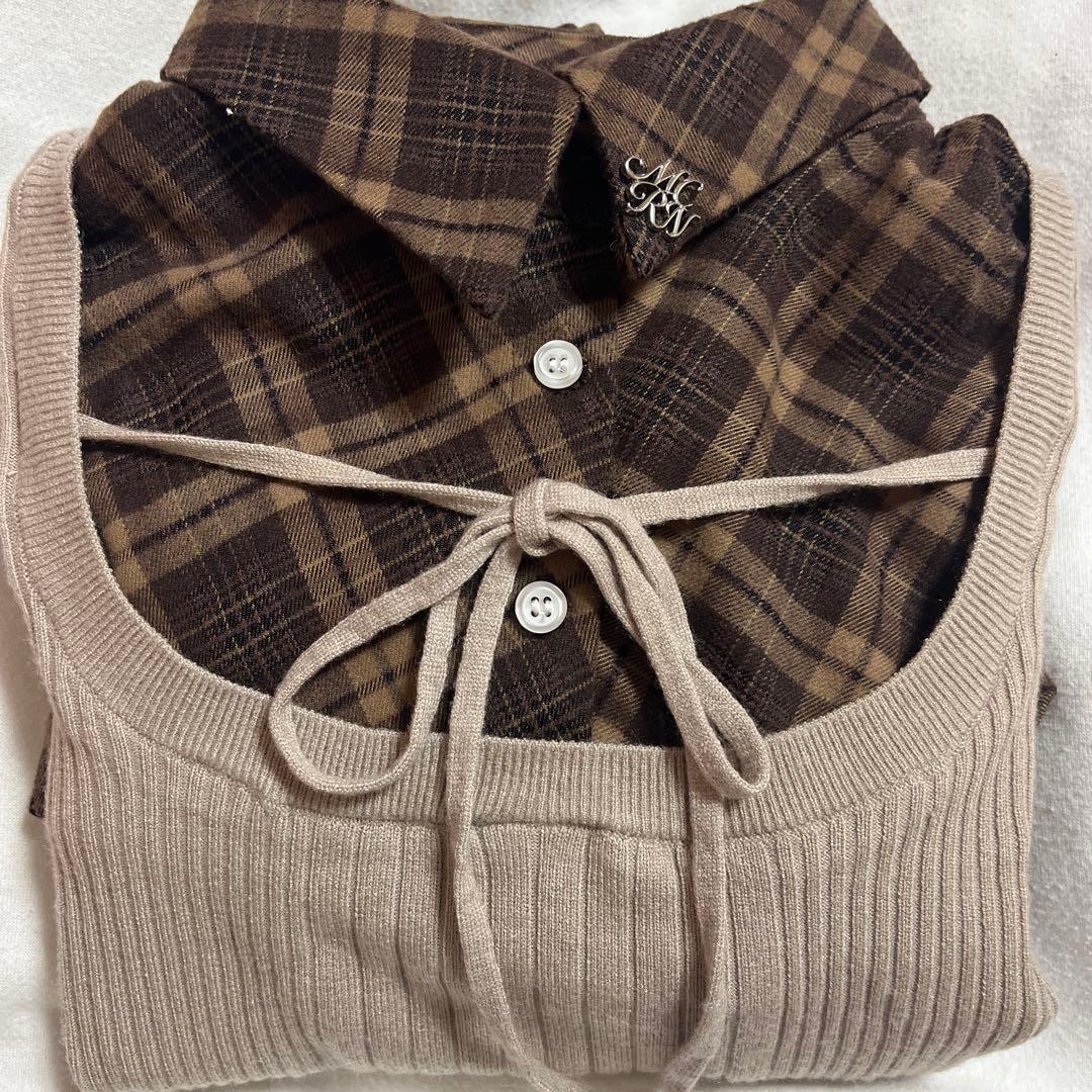 ミシェルマカロン チェックドッキングワンピース