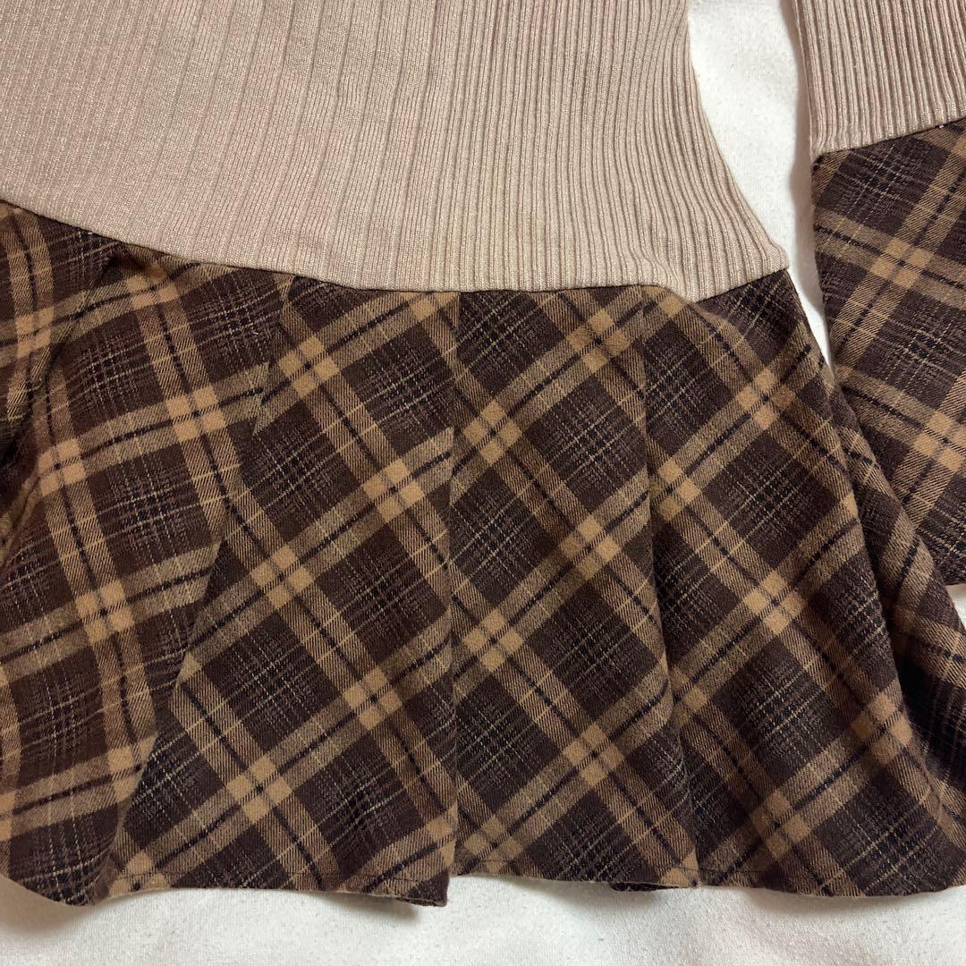 ミシェルマカロン チェックドッキングワンピース