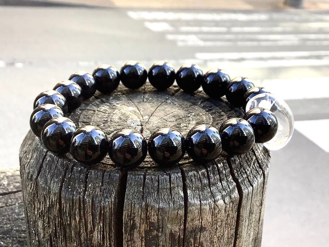 ✳15万円以上‼️最強パワー宿る貴重黒平水晶モリオン勾玉＊ブレスレット絶対おすすめ