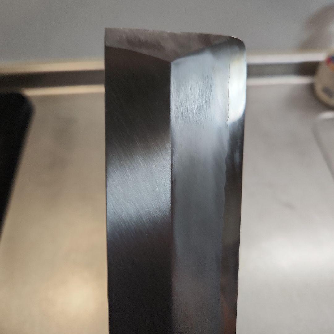 堺實光作　薄刃包丁　銀三　和包丁　黒檀水牛八角柄