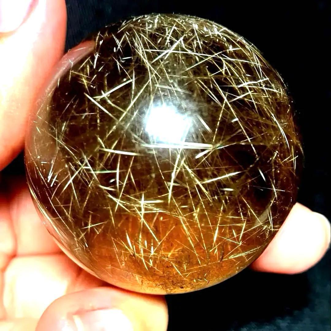 超絶綺麗✨45mm ゴールドルチルクォーツ　丸玉　スフィア　金針水晶