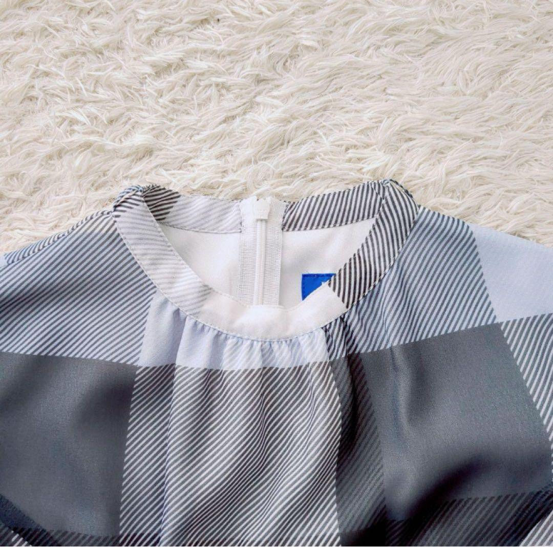 ブルーレーベルクレストブリッジ★美品★膝丈ワンピース★チェック★首元リボン