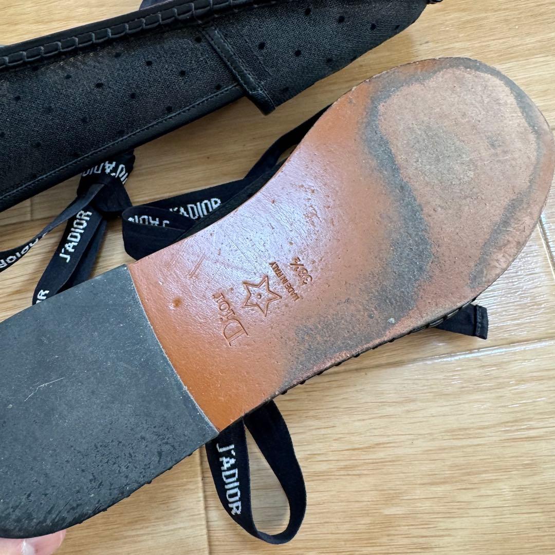 Dior エスパドリーユ フラットシューズ J'ADIORリボン付き