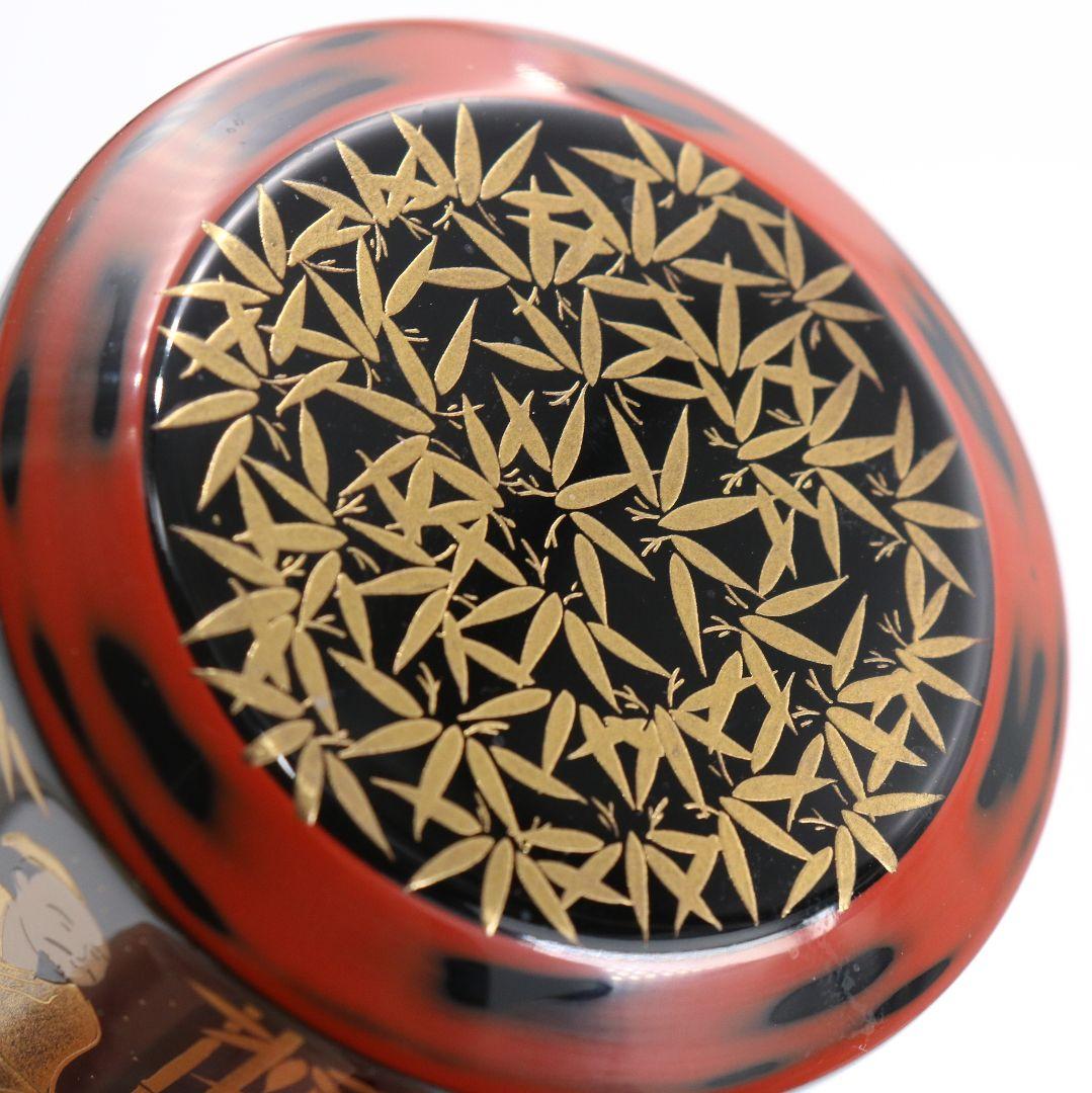 吉田祥雲作 七賢人蒔絵 面根来 薄茶器 茶道具 共箱　M991