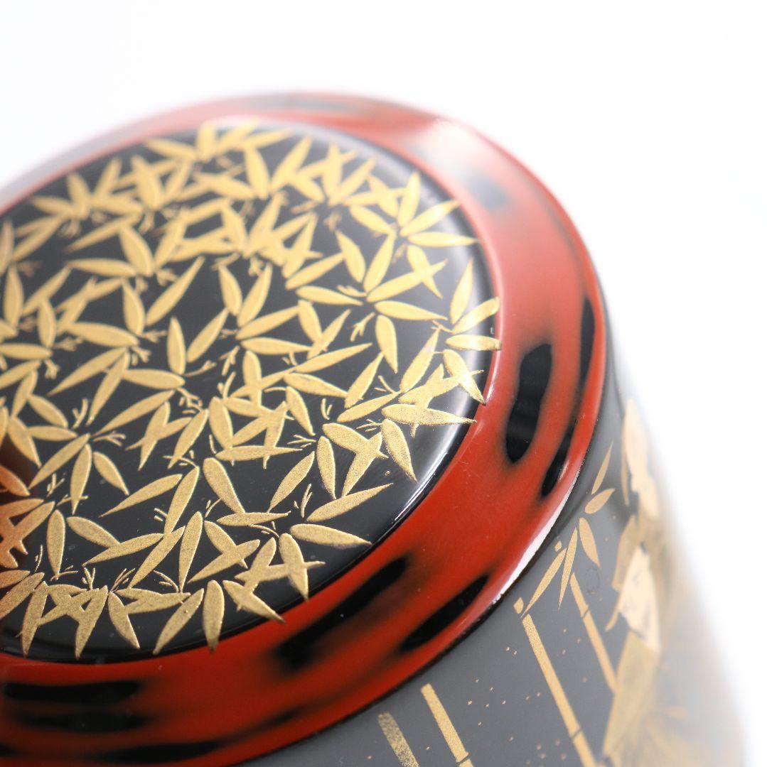 吉田祥雲作 七賢人蒔絵 面根来 薄茶器 茶道具 共箱　M991