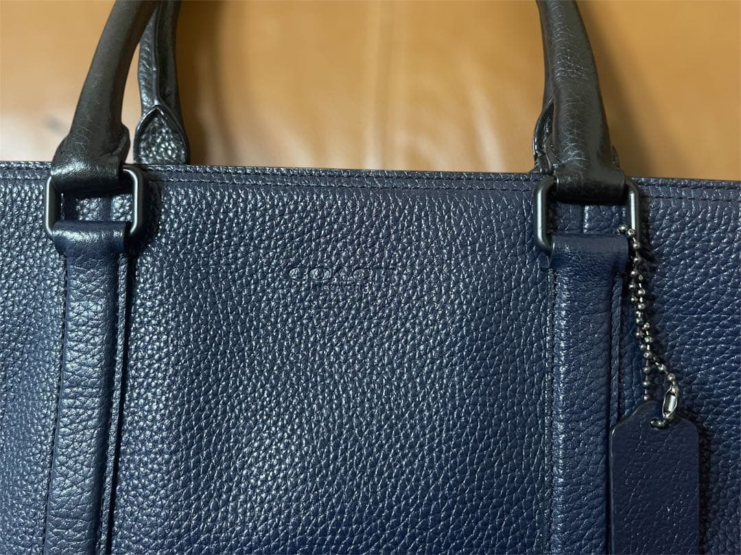 COACH ネイビー ・黒レザー トートバック　A4