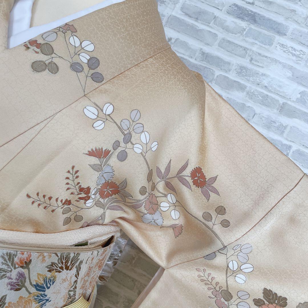 訪問着　フルセット　菊　豪華　手刺繍　金駒刺繍　金彩　綸子　入学式　卒業式　H1