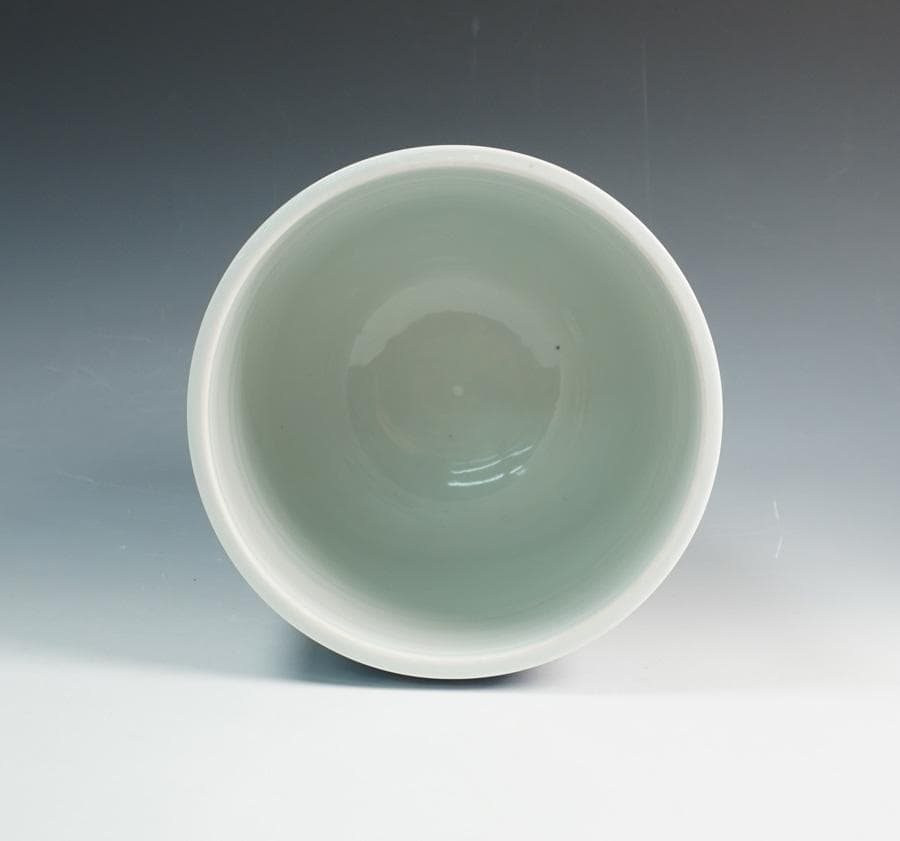 西村徳泉 青華山水松竹梅之図水指 共箱 茶道具