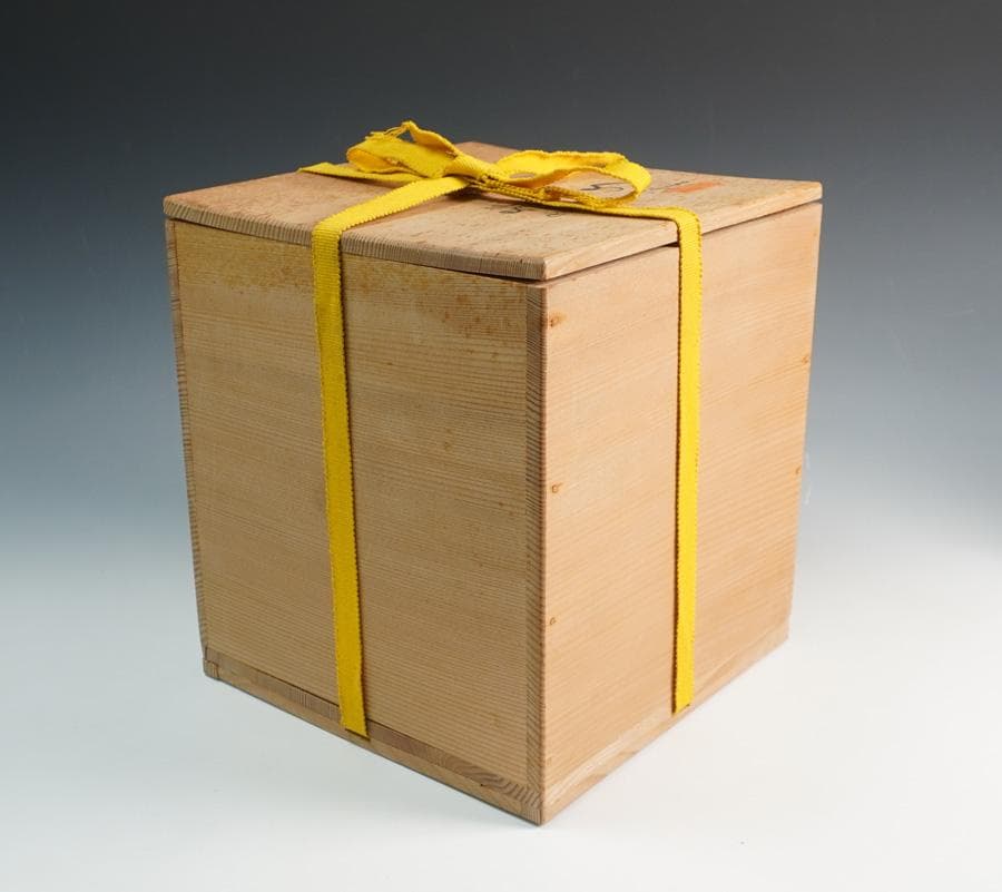 西村徳泉 青華山水松竹梅之図水指 共箱 茶道具