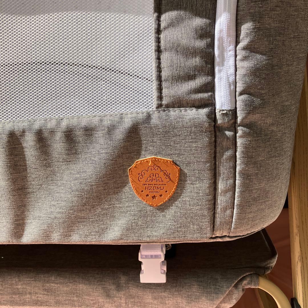 HZDMJ ベビーベッド グレー メッシュサイド