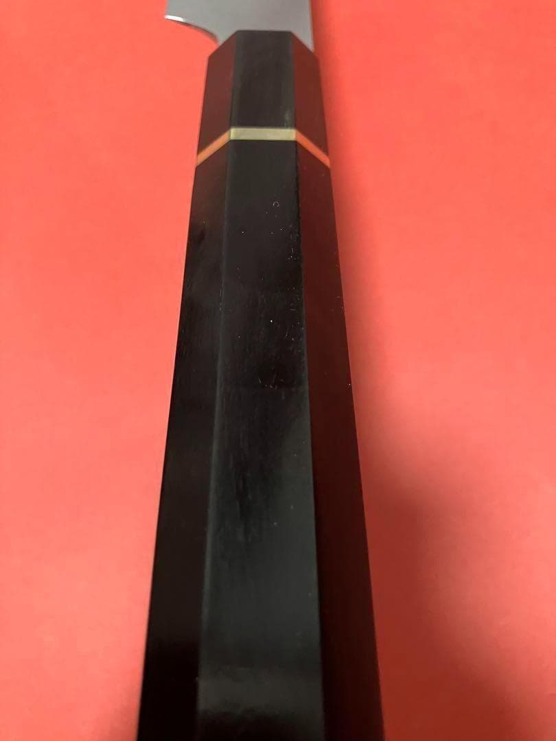 9寸切付け柳刃包丁黒檀黒水牛柄　VG10ダマスカス鋼【鞘付き】